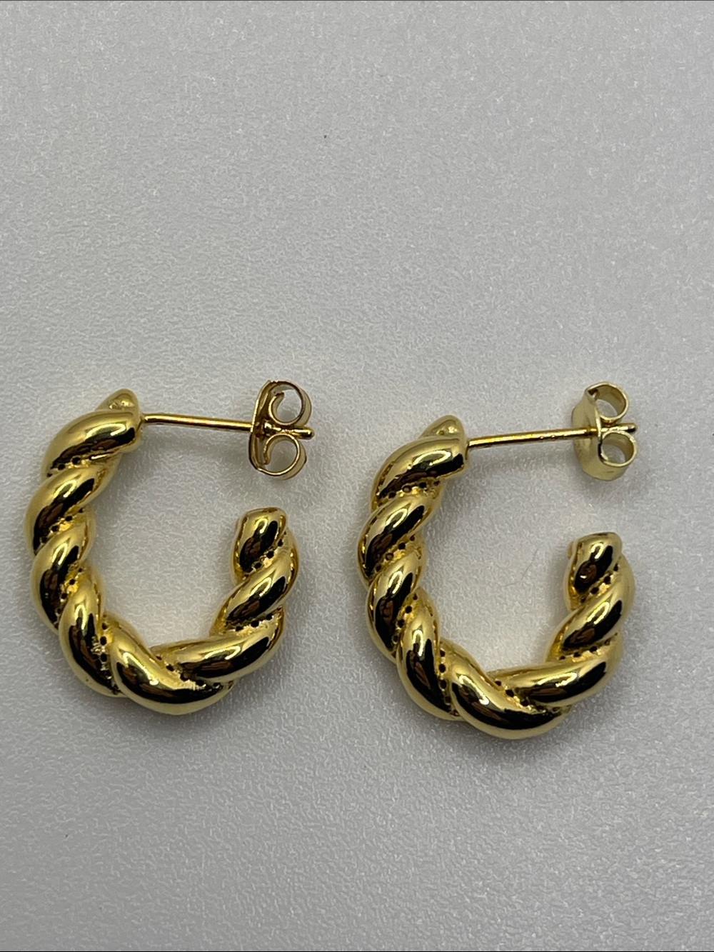Unbranded 1” Twisted Rope Hoop Earrings 925 Gold Vermeil